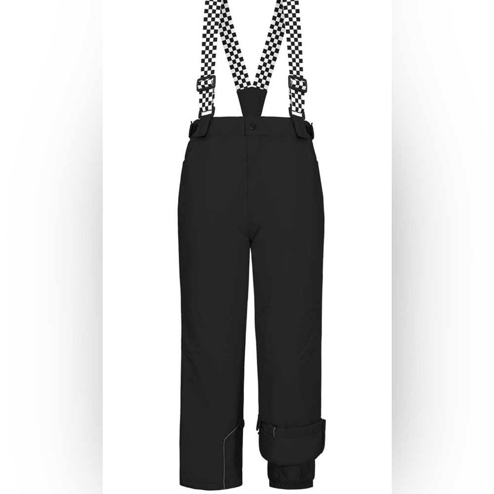 Black Snow Pants with Checkered Suspenders